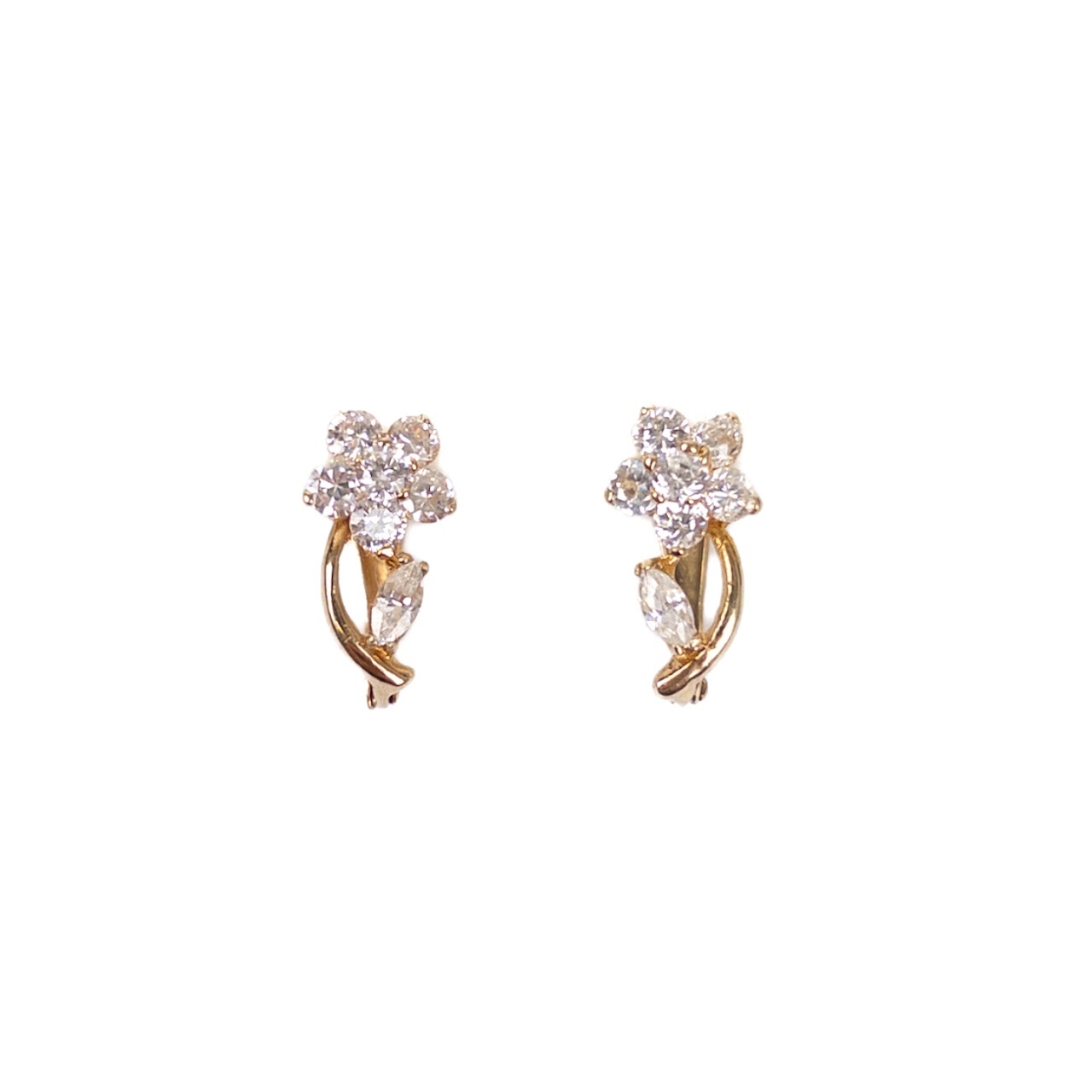 14K Gold & Clear Stone Earrings