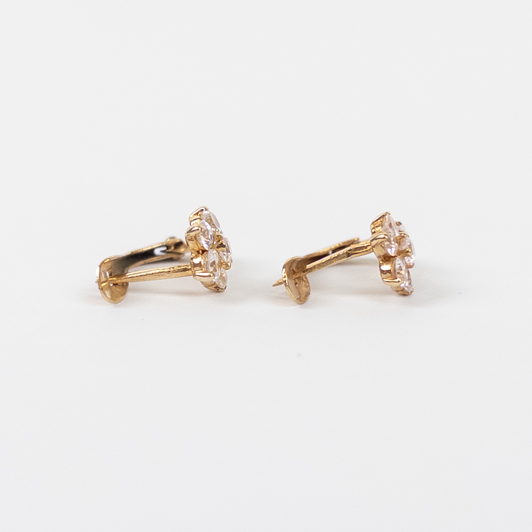 14K Gold & Clear Stone Earrings