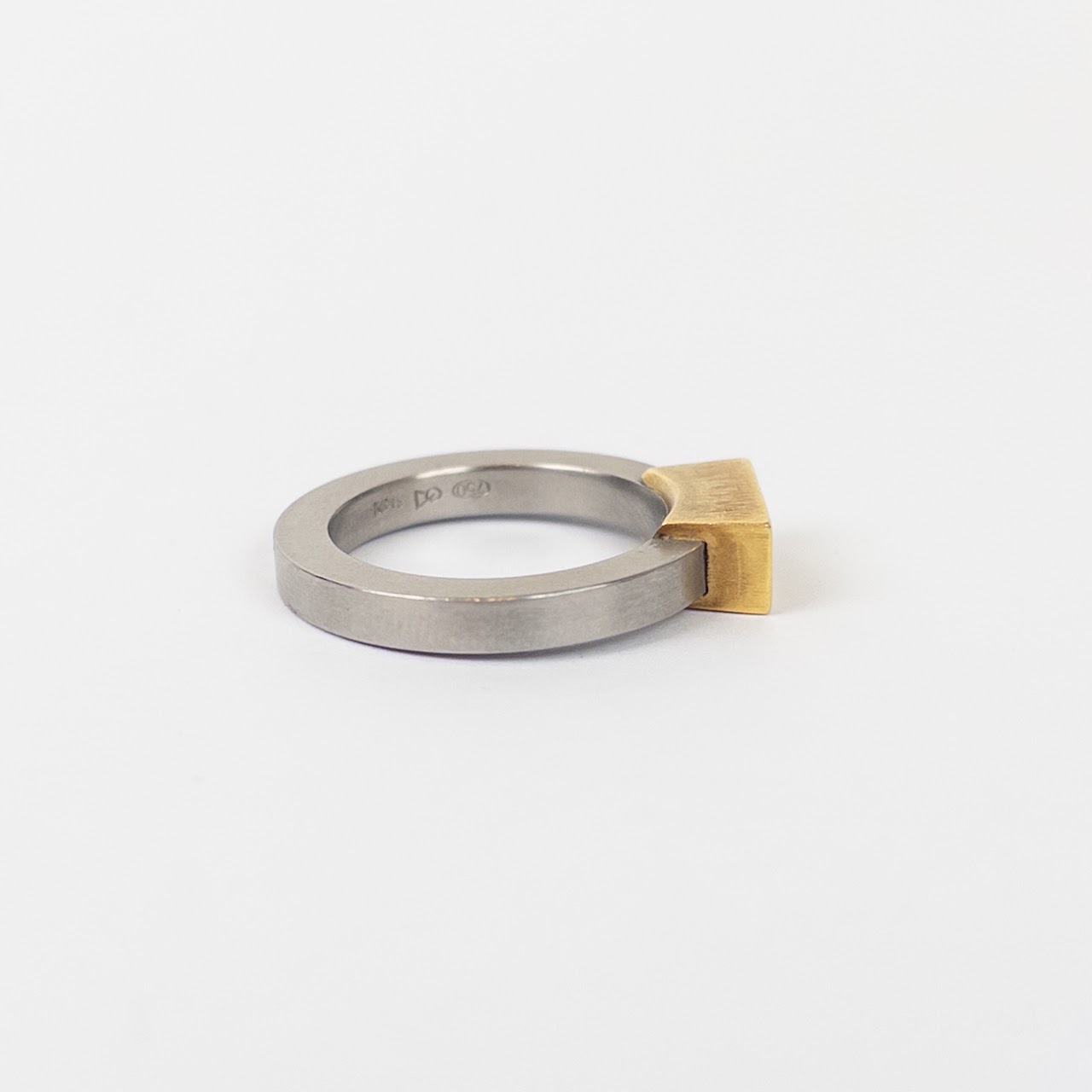 18K Gold, Diamond and Stainless Steel Ring