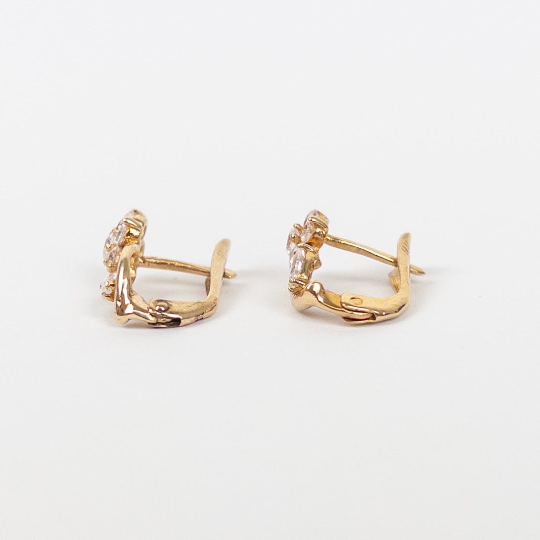 14K Gold & Clear Stone Earrings