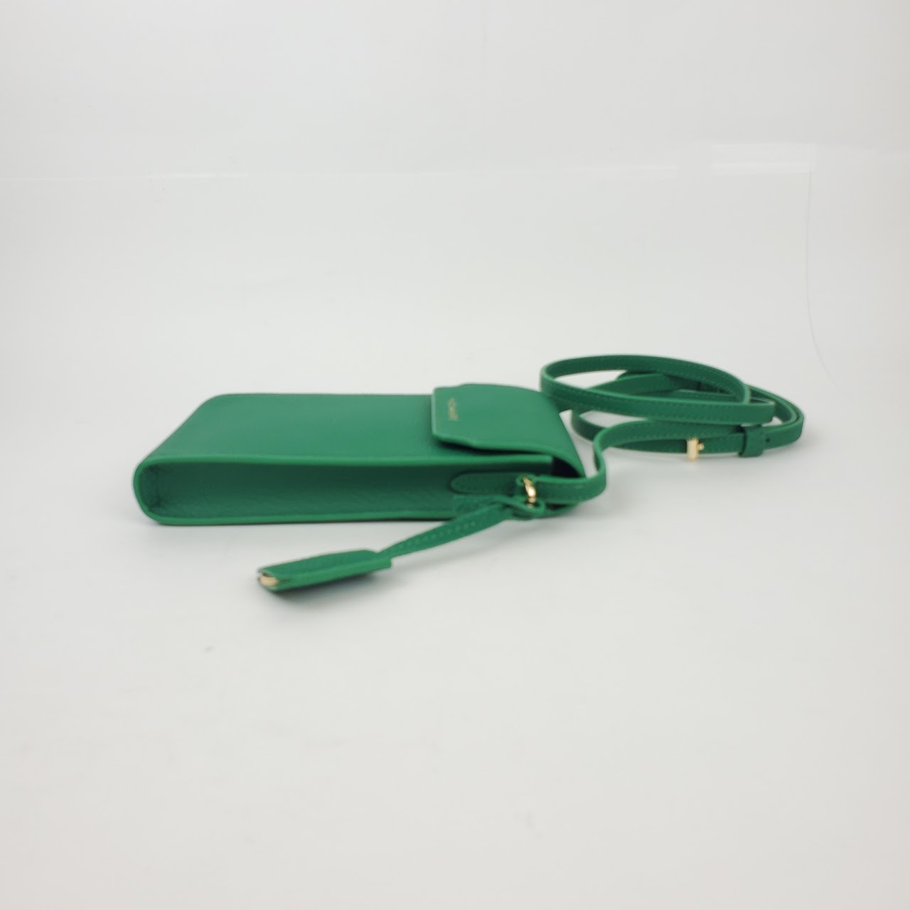Maison de Sabre Green Leather Crossbody Phone Pouch