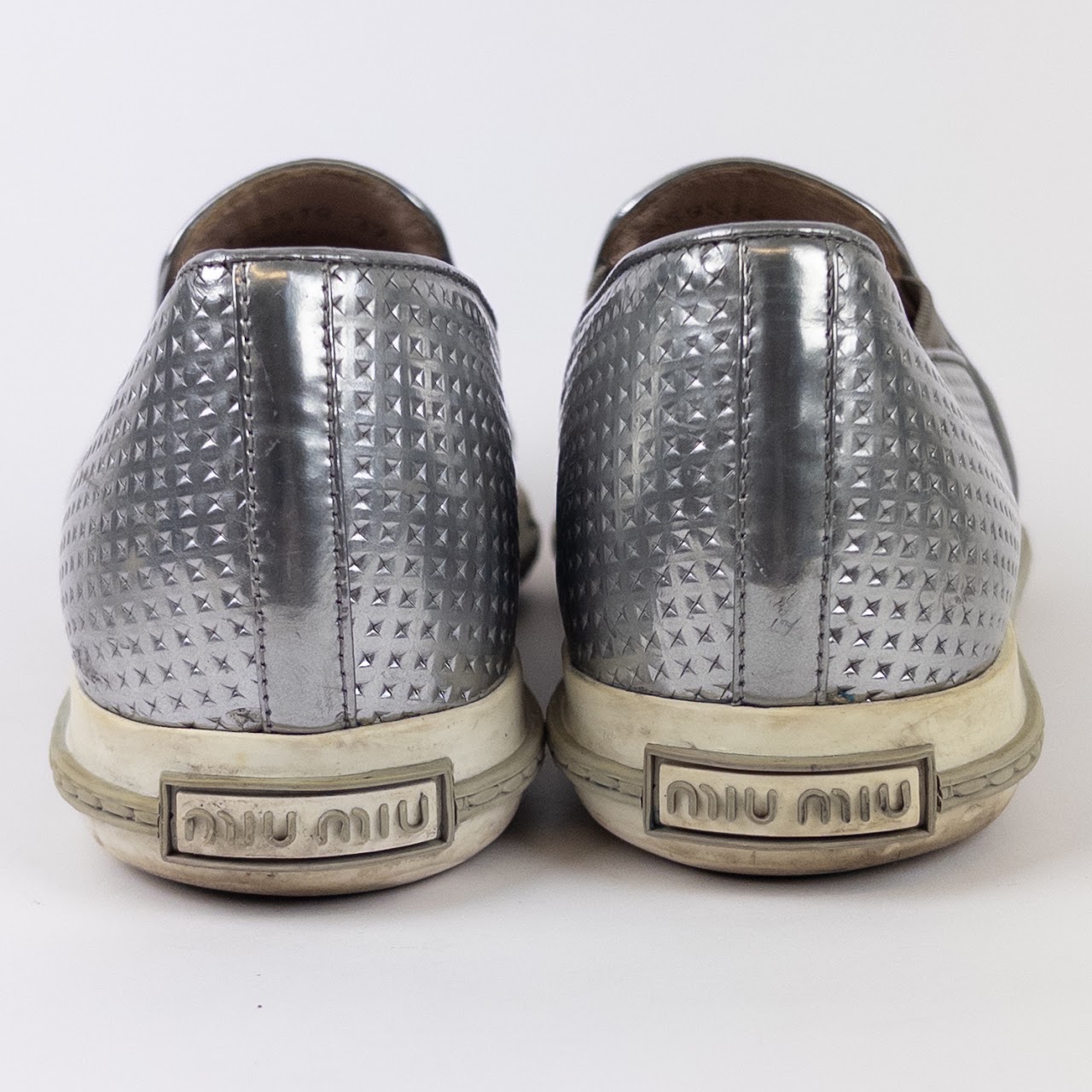 Miu Miu Metallic Leather Pointy Cap Toe Sneakers