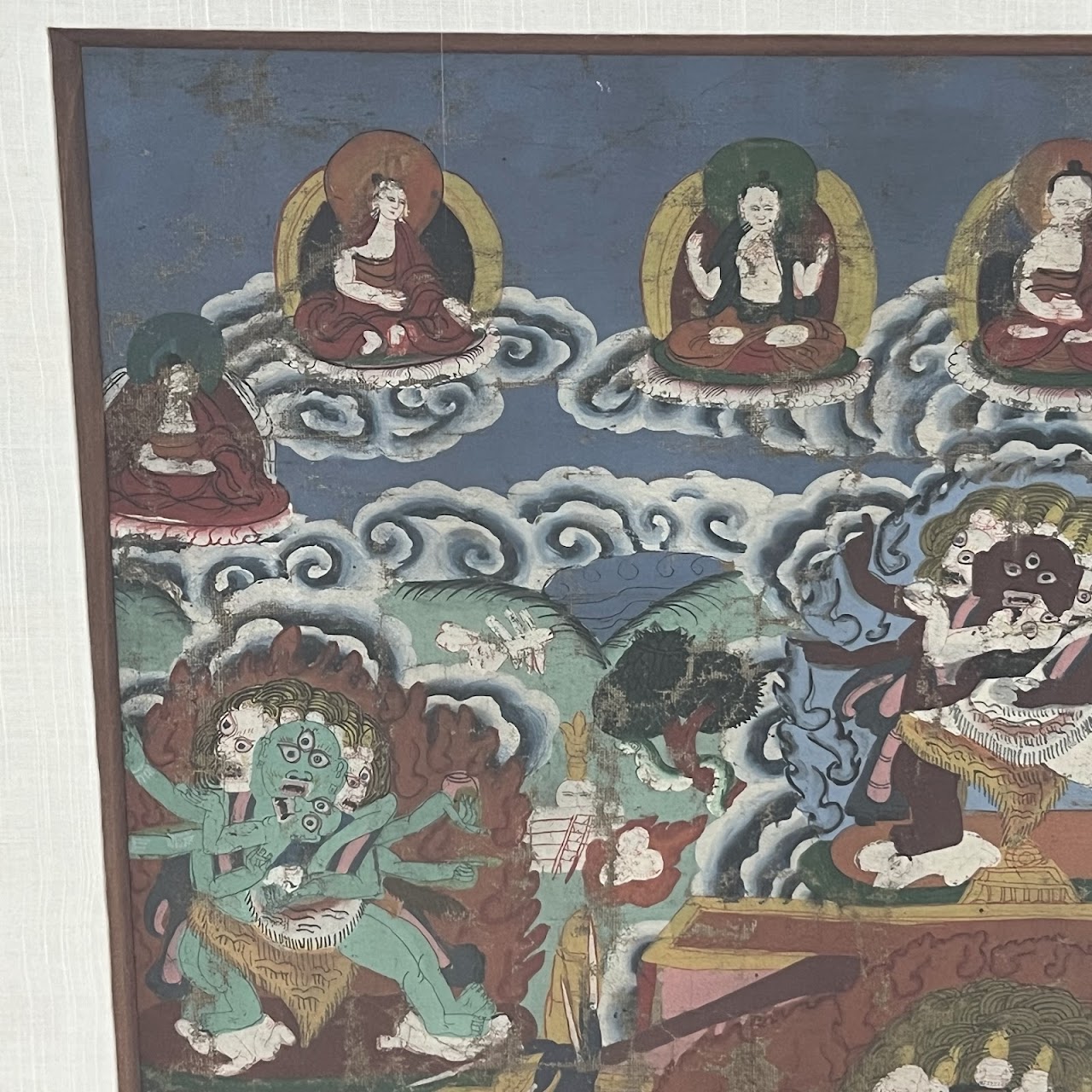 Tibetan Thangka Antique Gouache Painting