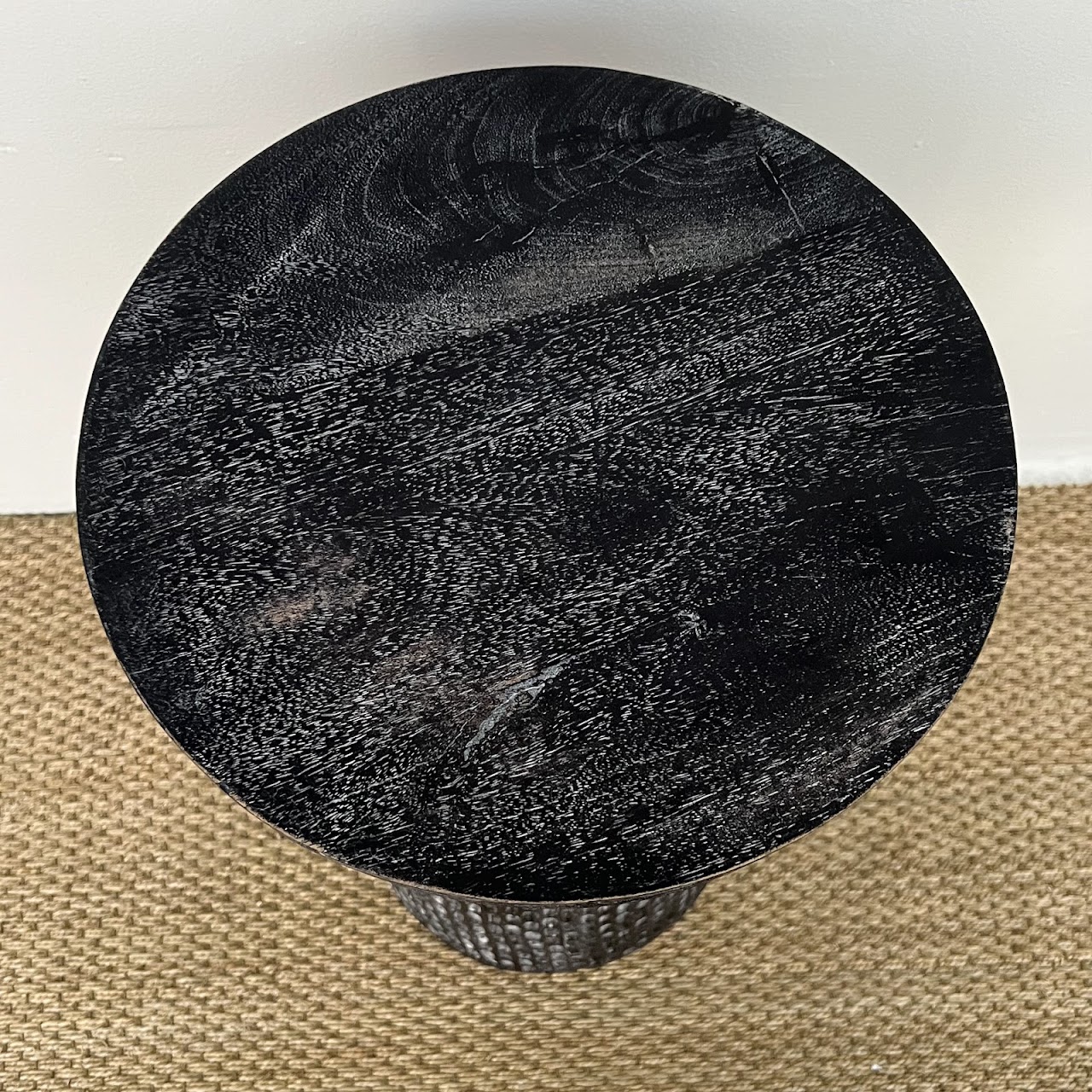 Ebonized Hand Carved Rubberwood Accent Table