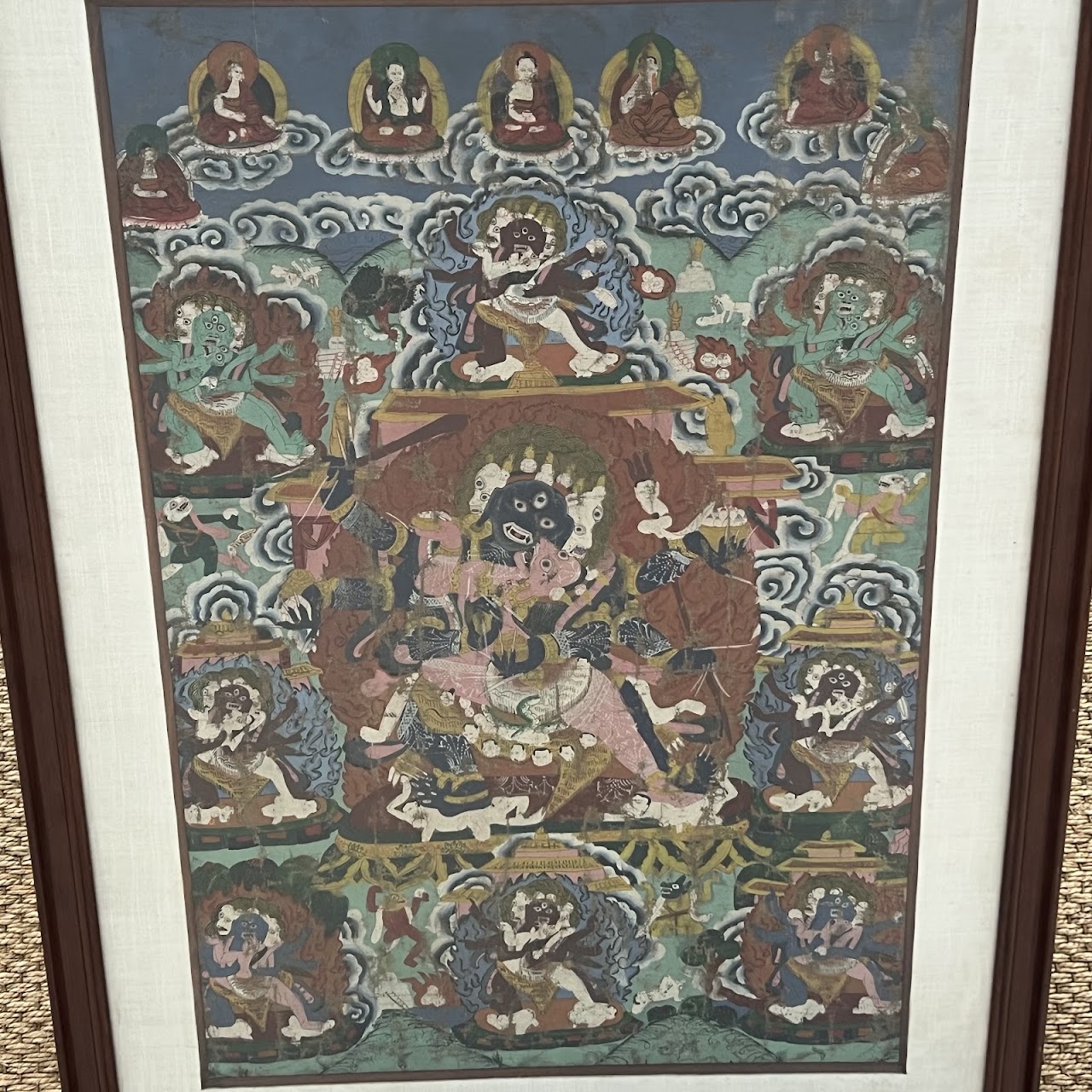 Tibetan Thangka Antique Gouache Painting