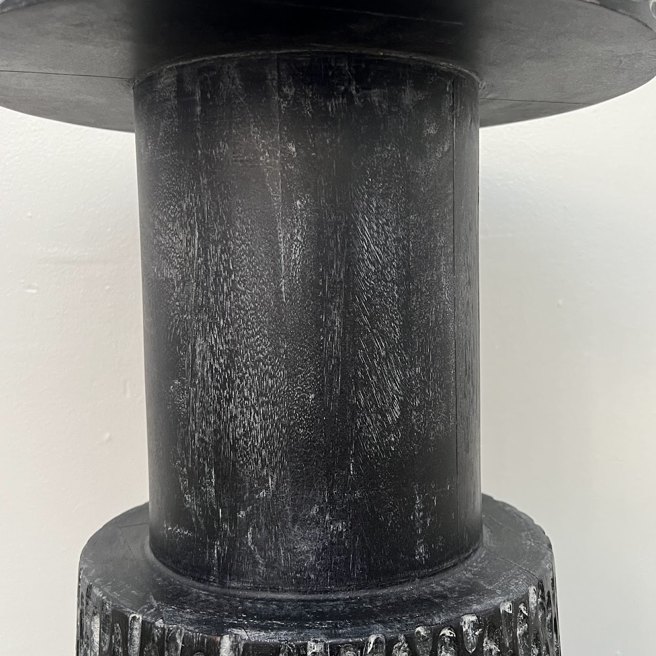 Ebonized Hand Carved Rubberwood Accent Table