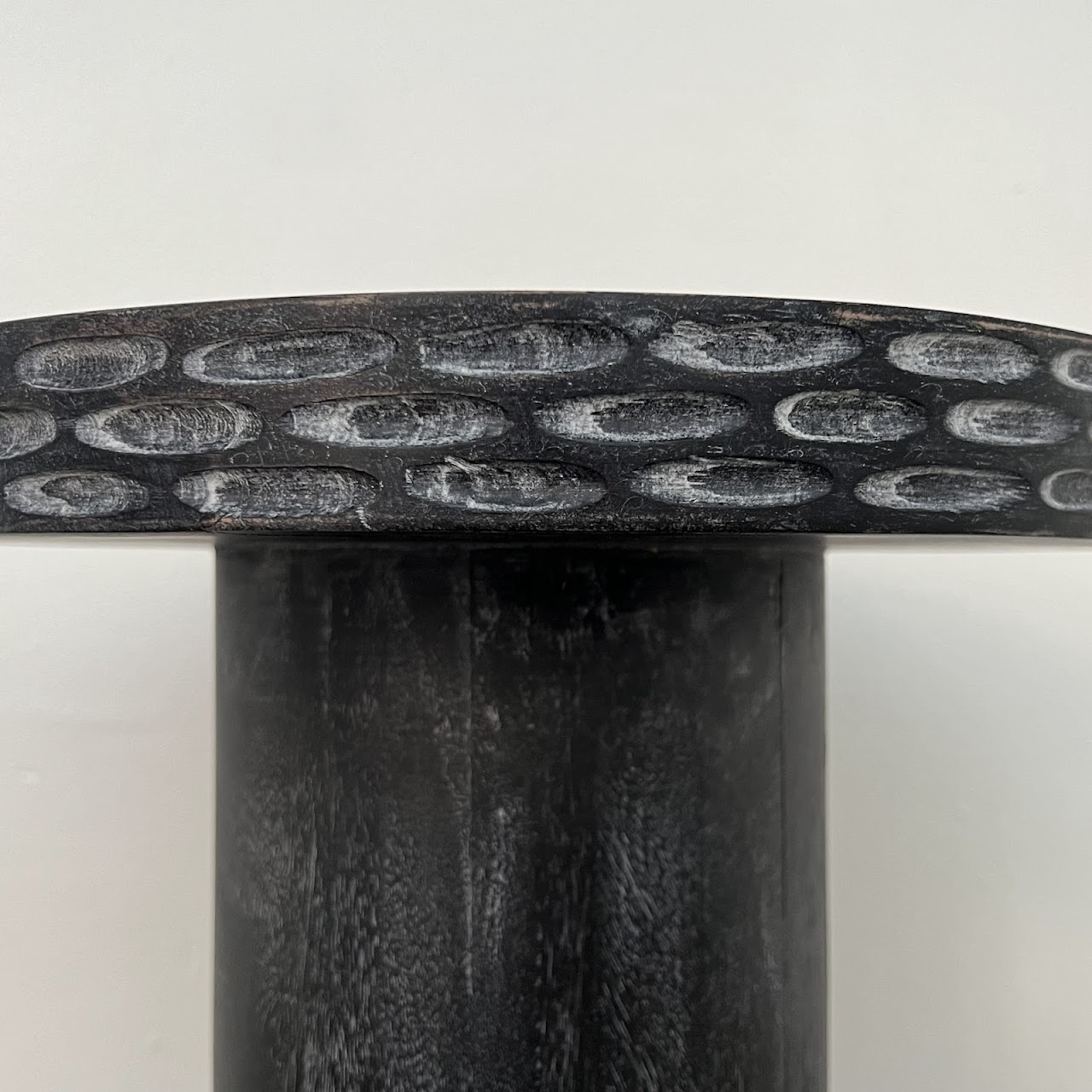 Ebonized Hand Carved Rubberwood Accent Table