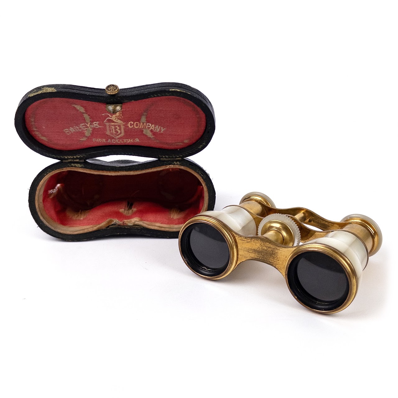 Bailey & Company Philadelphia  Mother-Of-Pearl and Brass Medium Opera Glasses