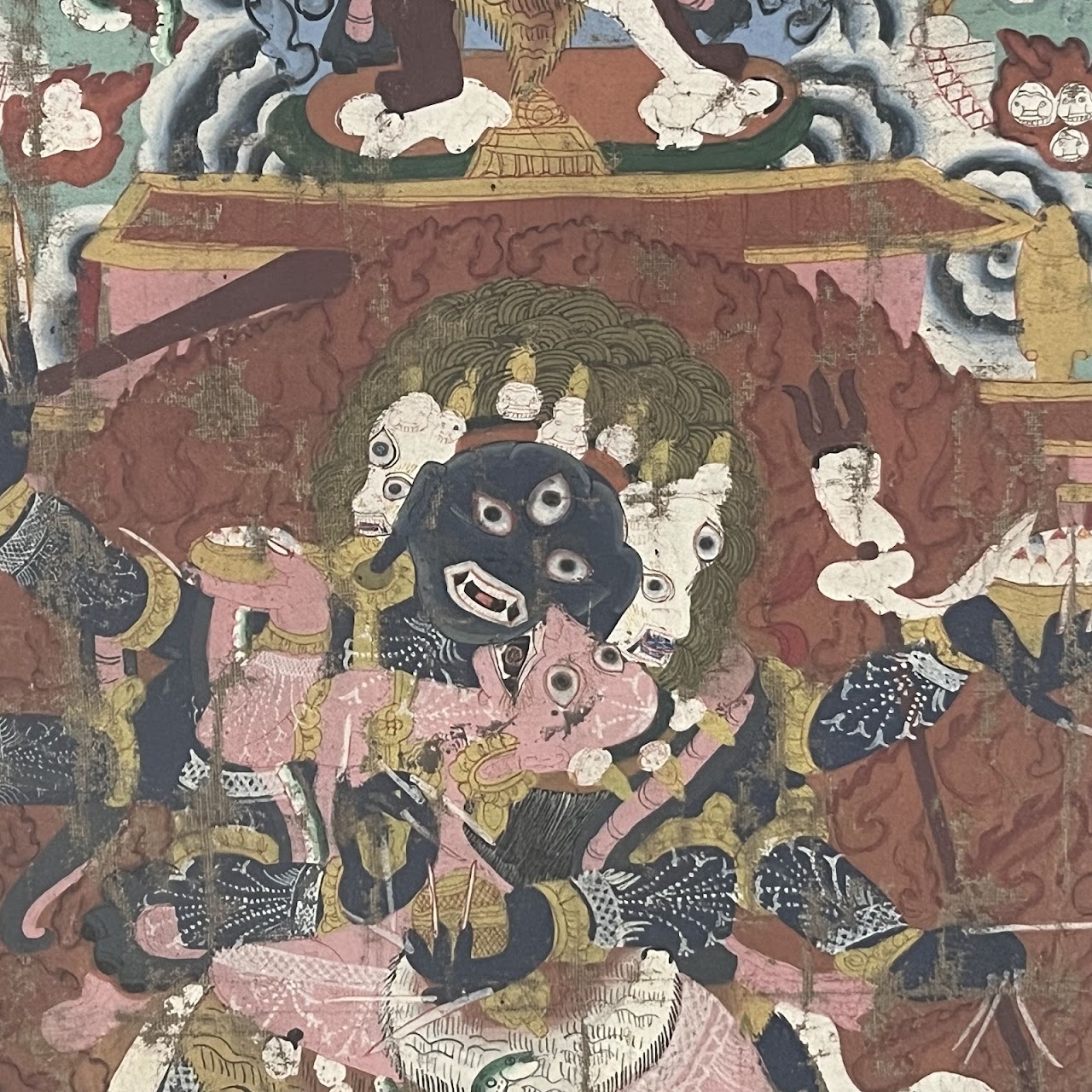 Tibetan Thangka Antique Gouache Painting