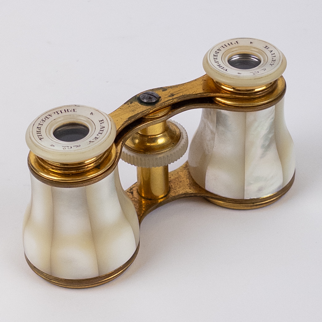 Bailey & Company Philadelphia  Mother-Of-Pearl and Brass Medium Opera Glasses