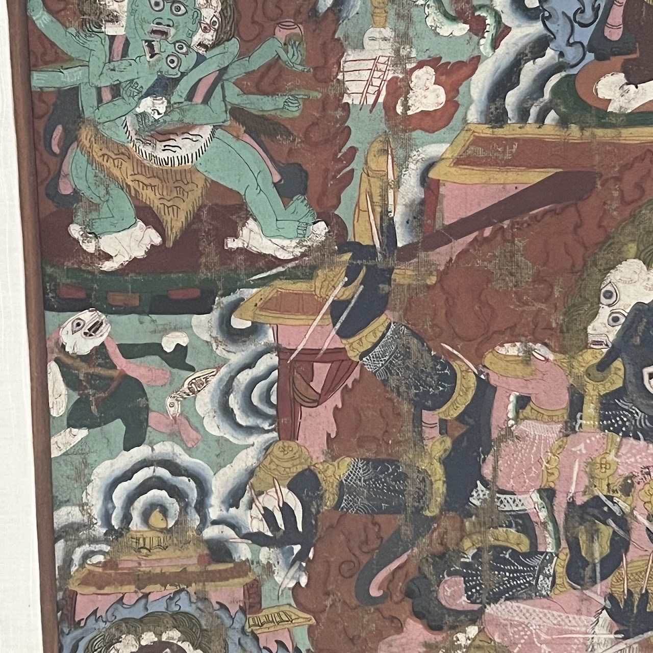 Tibetan Thangka Antique Gouache Painting