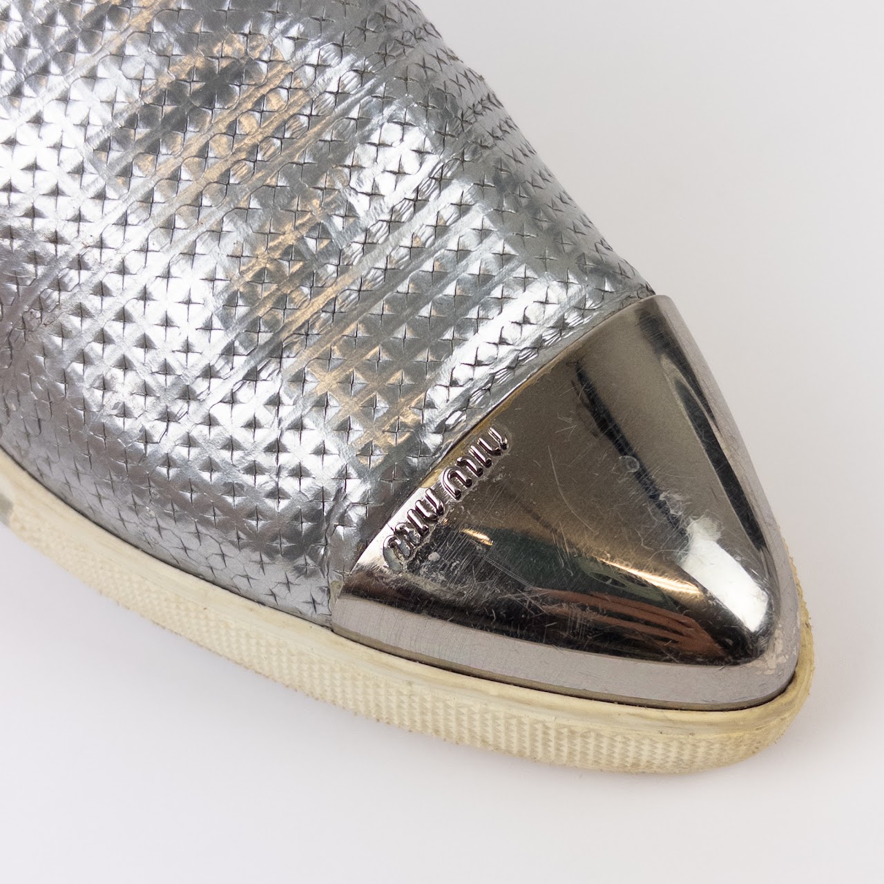 Miu Miu Metallic Leather Pointy Cap Toe Sneakers