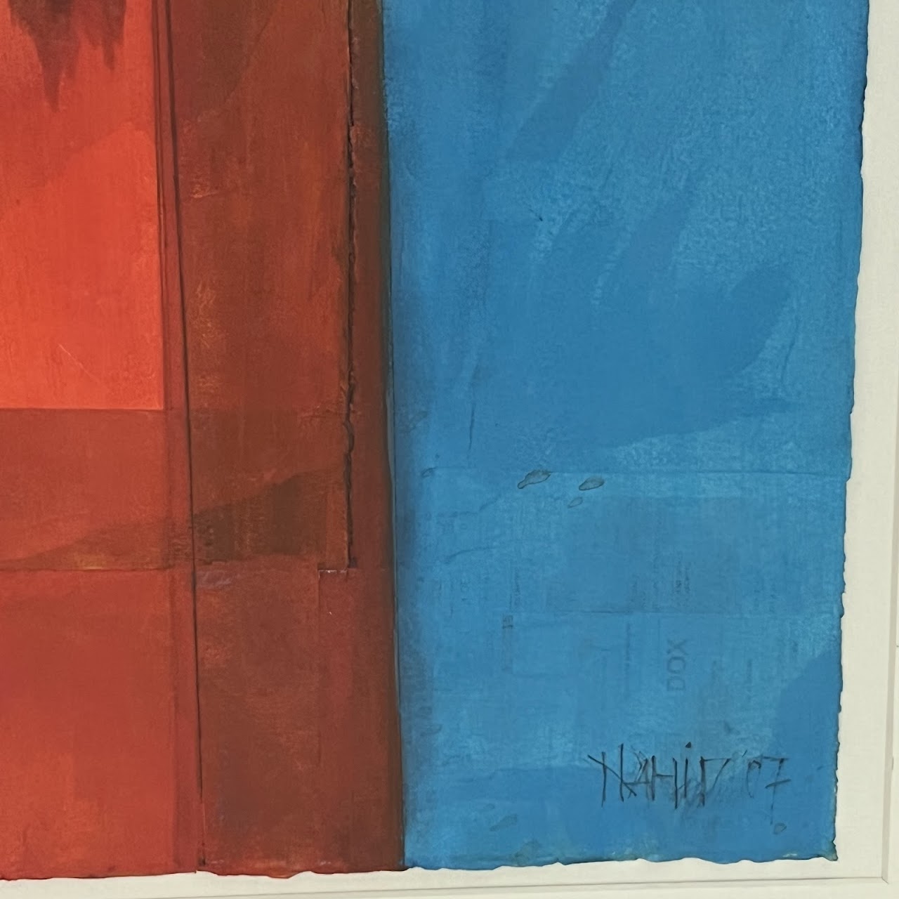 Nahid Signed Abstract Oil and Collage Painting, 2007