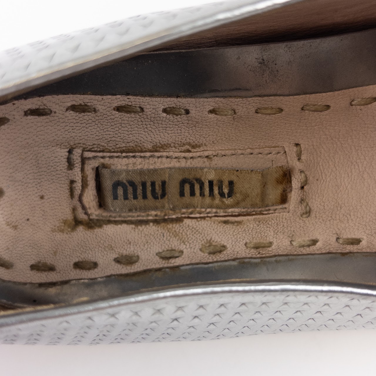 Miu Miu Metallic Leather Pointy Cap Toe Sneakers