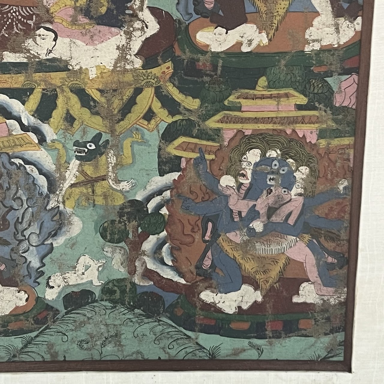 Tibetan Thangka Antique Gouache Painting