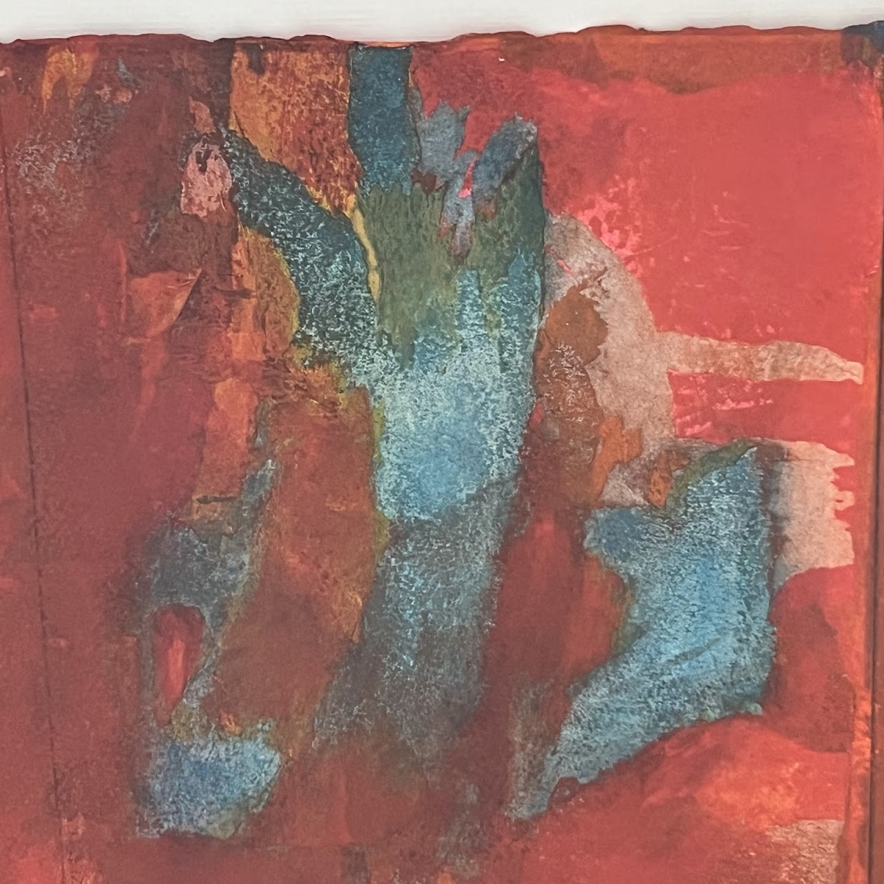 Nahid Signed Abstract Oil and Collage Painting, 2007