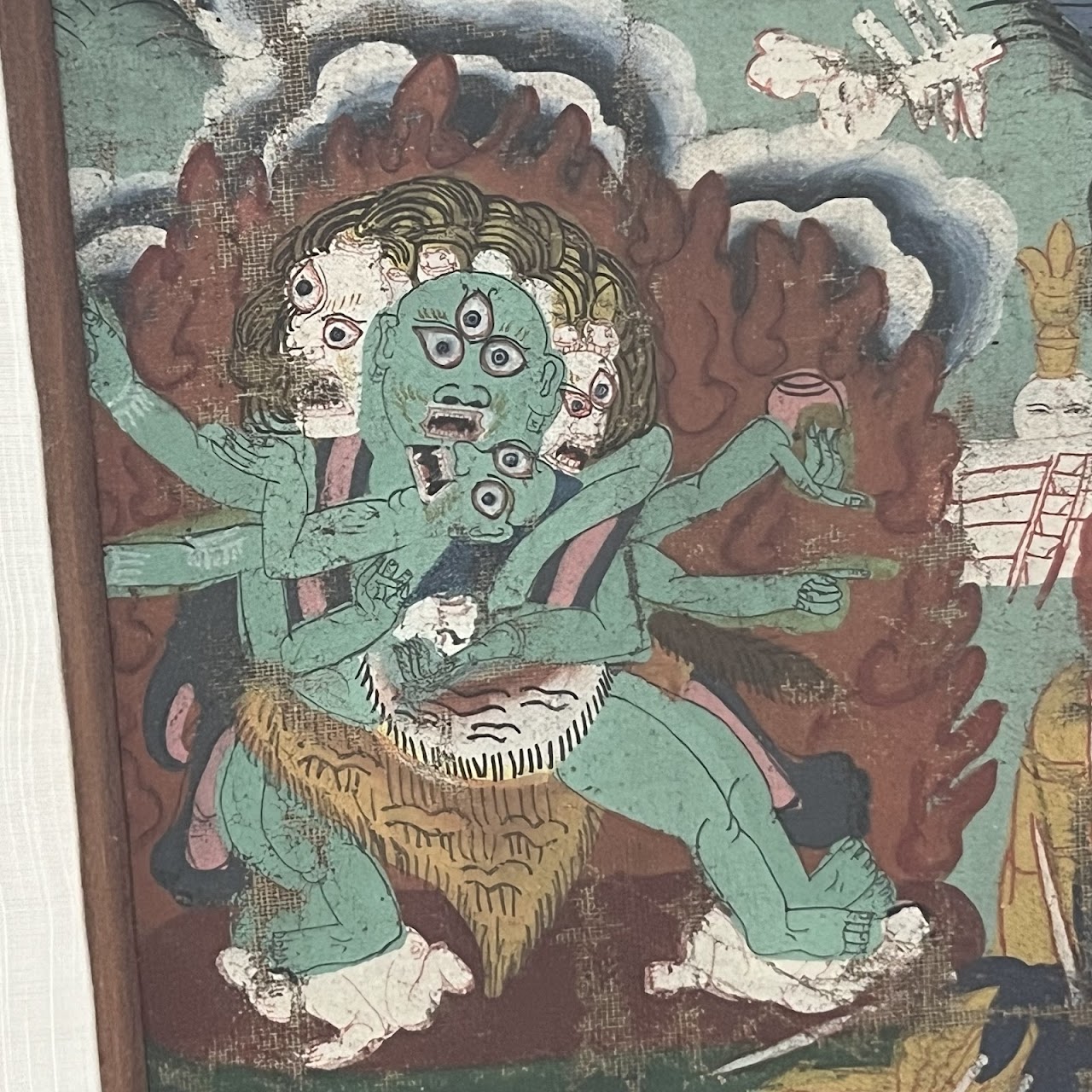 Tibetan Thangka Antique Gouache Painting