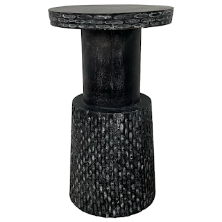 Ebonized Hand Carved Rubberwood Accent Table