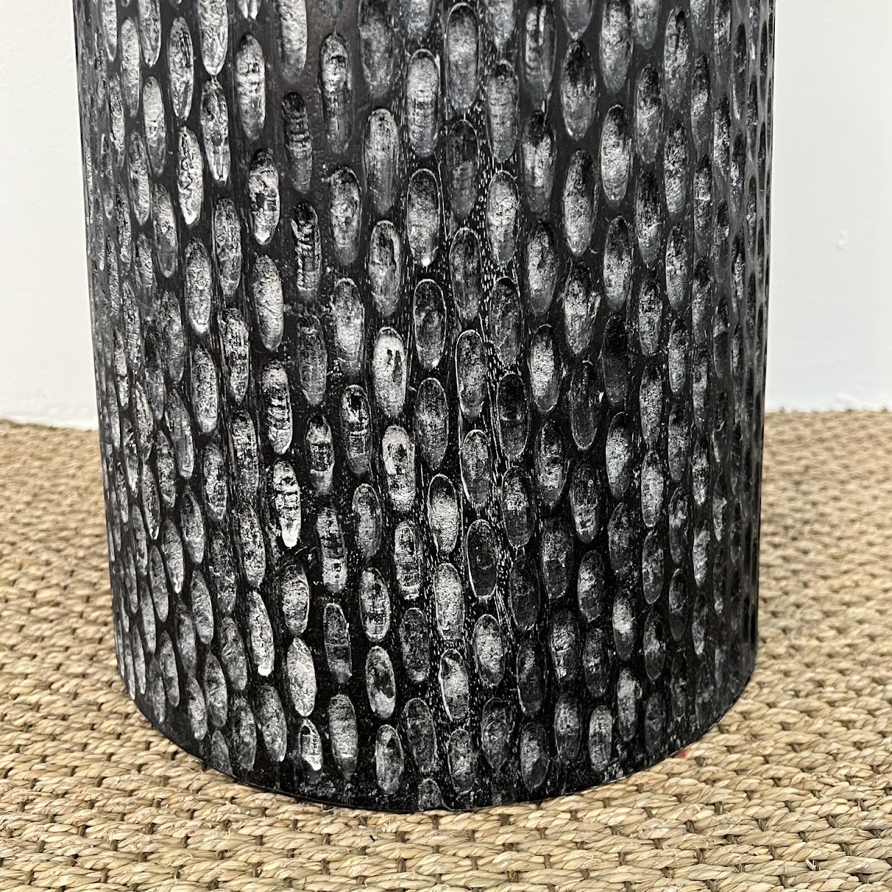 Ebonized Hand Carved Rubberwood Accent Table