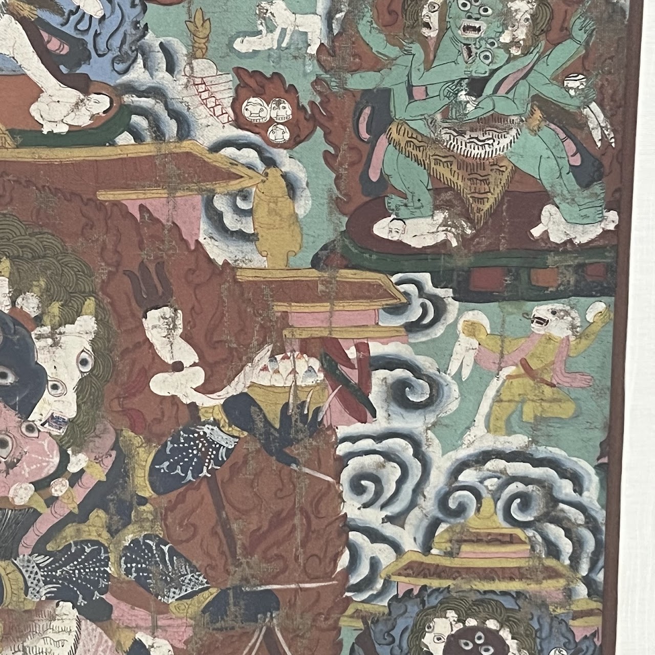 Tibetan Thangka Antique Gouache Painting