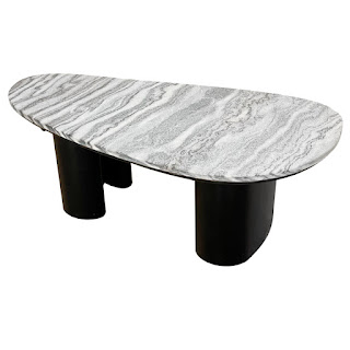 Stone and Metal Contemporary Mesa Coffee Table