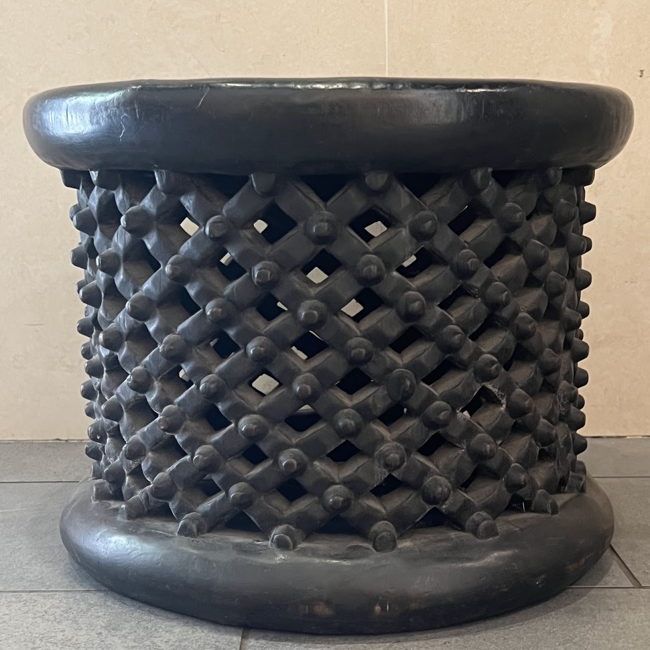 African Bamileke Drum Side Table