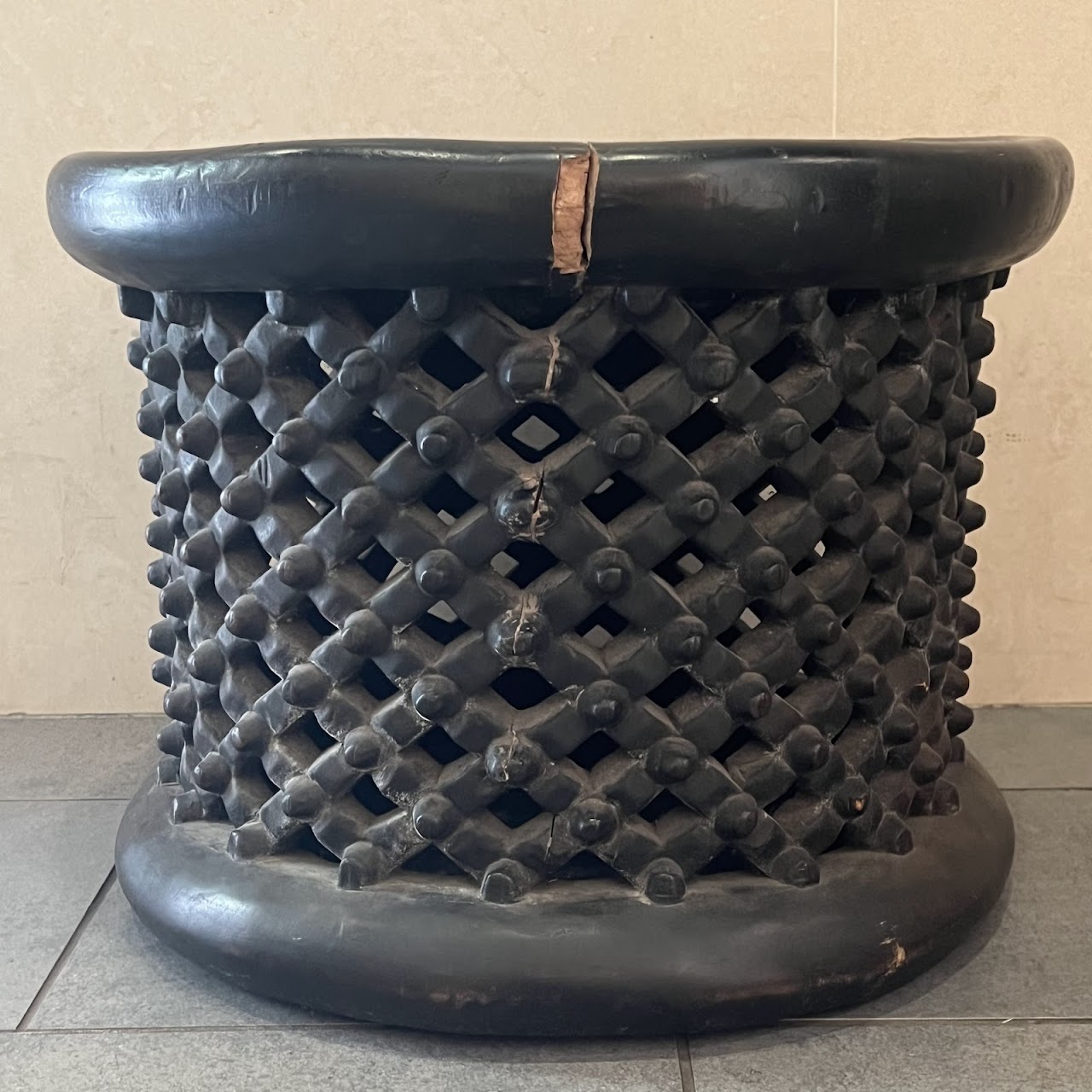 African Bamileke Drum Side Table