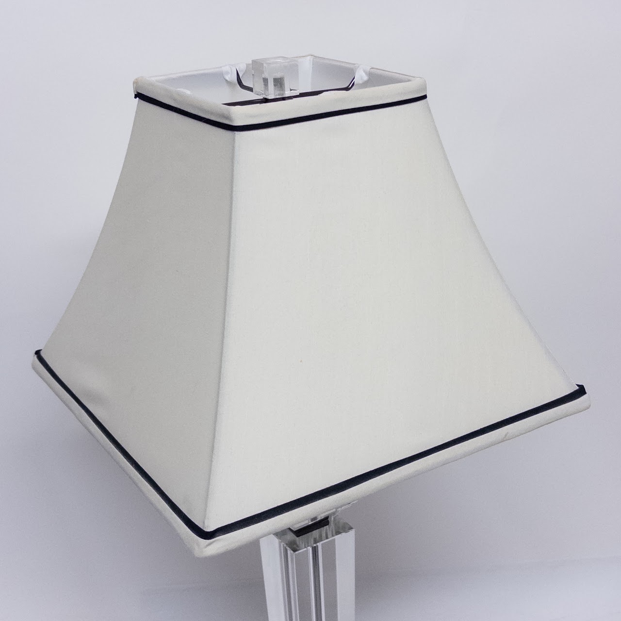 Glass & Gunmetal Transitional Table Lamp Pair