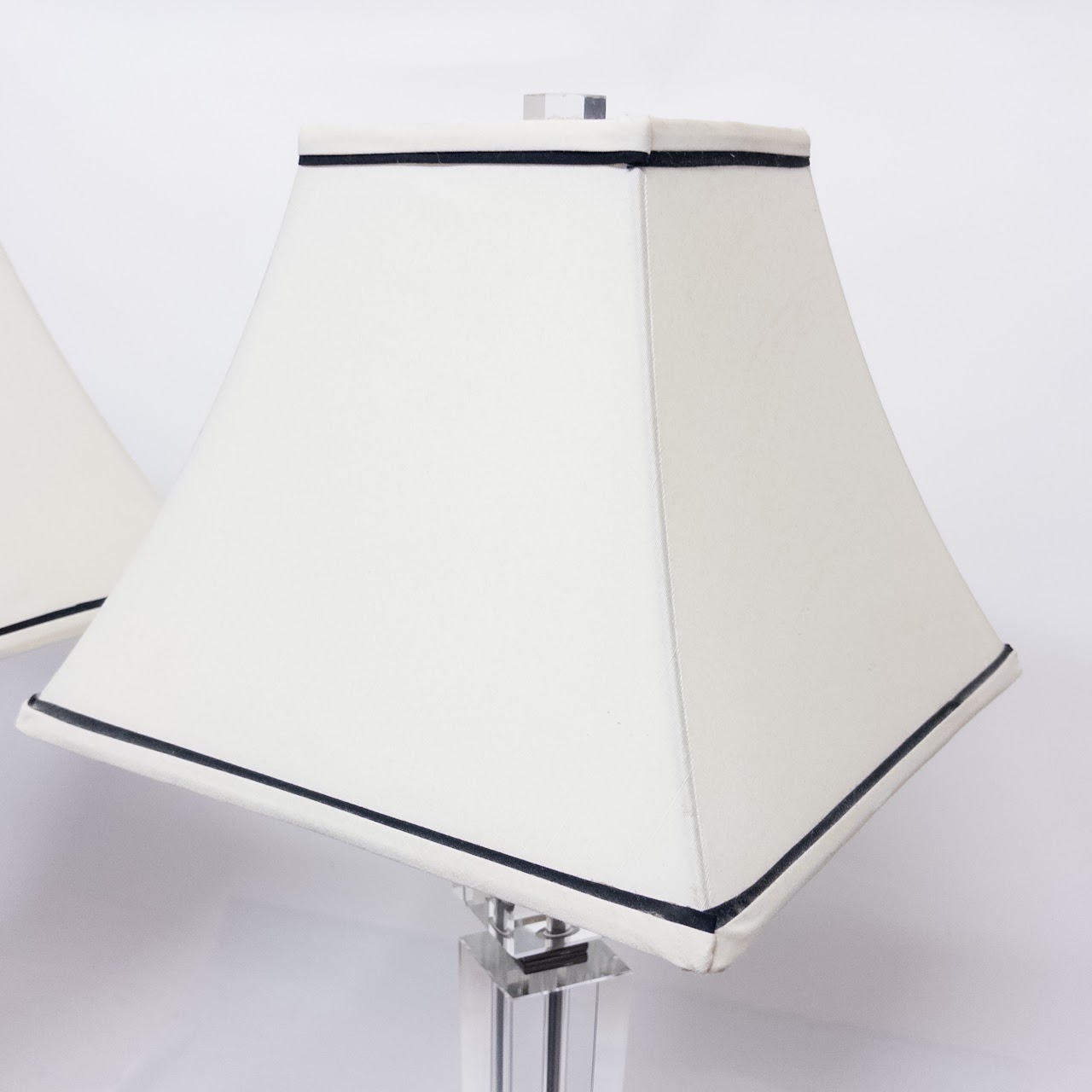 Glass & Gunmetal Transitional Table Lamp Pair