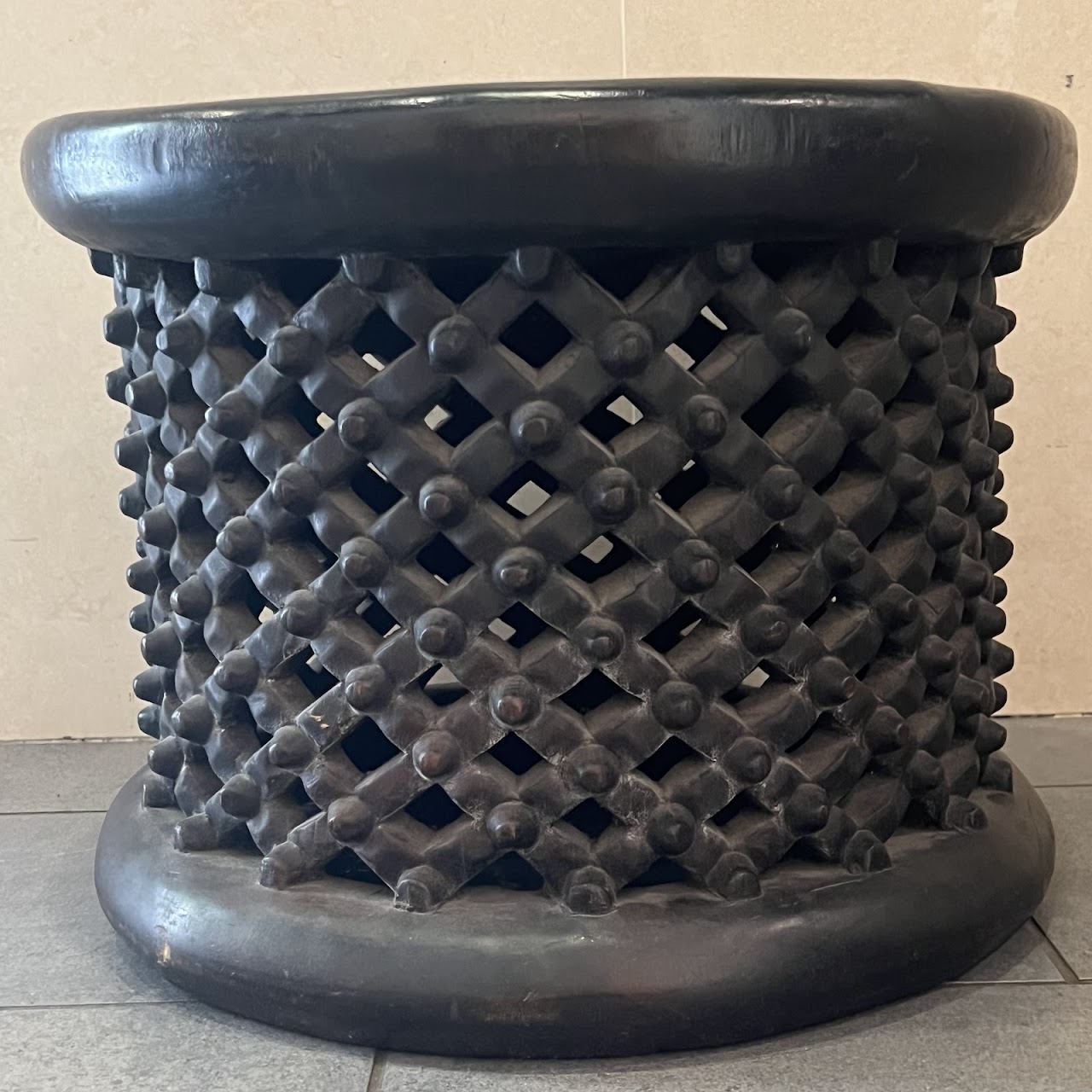 African Bamileke Drum Side Table