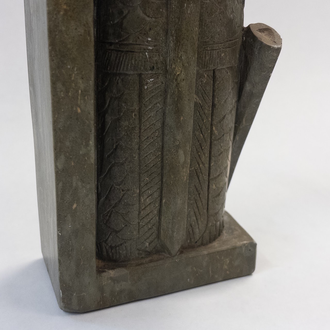 Vintage Carved Stone Warrior and Scholar Bookends