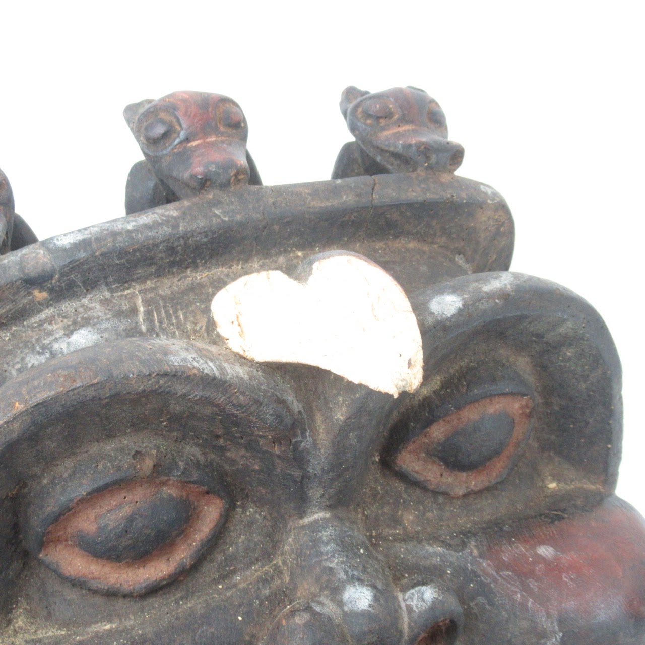 Hand Carved Wooden Wall Hanging Mask NEEDS REPAIR