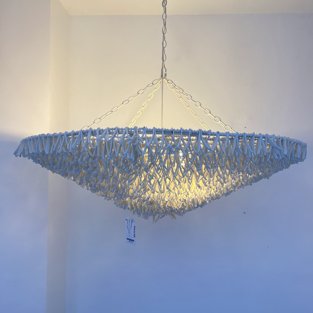 Palecek Cadiz Feathered Coco Shell Pendant Chandelier