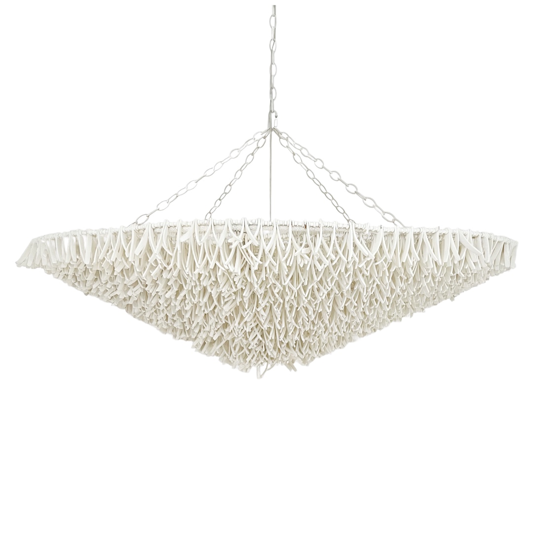 Palecek Cadiz Feathered Coco Shell Pendant Chandelier