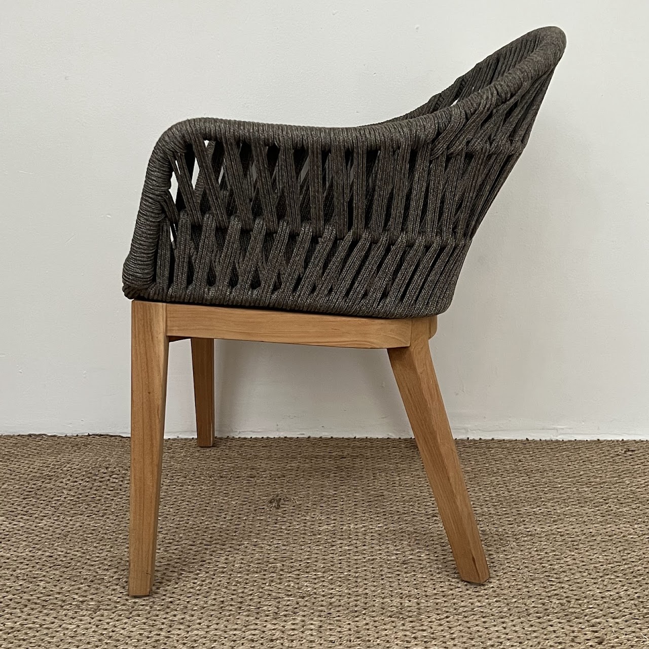 Palecek Napoli Teak and Rope Shelter-Back Armchair