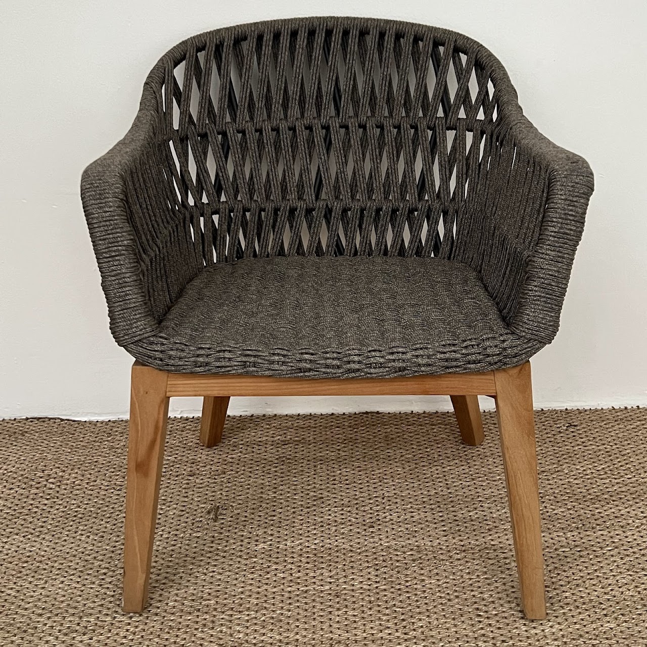 Palecek Napoli Teak and Rope Shelter-Back Armchair