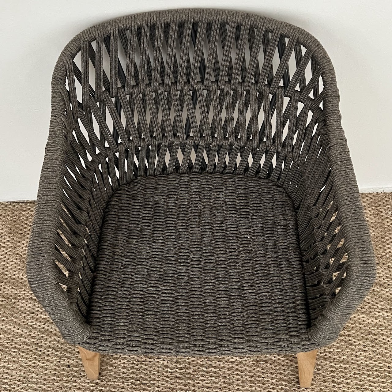 Palecek Napoli Teak and Rope Shelter-Back Armchair