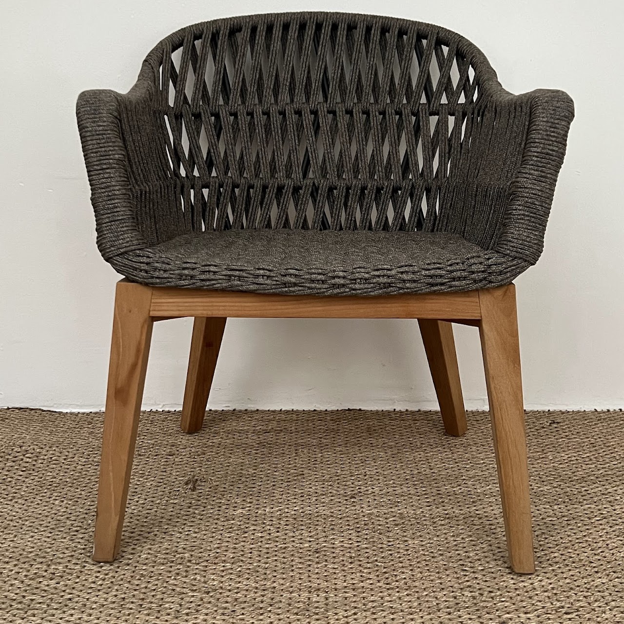 Palecek Napoli Teak and Rope Shelter-Back Armchair