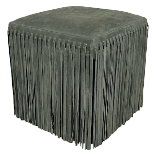 Made Goods Hallie Fringed Suede Stool in Forest Green