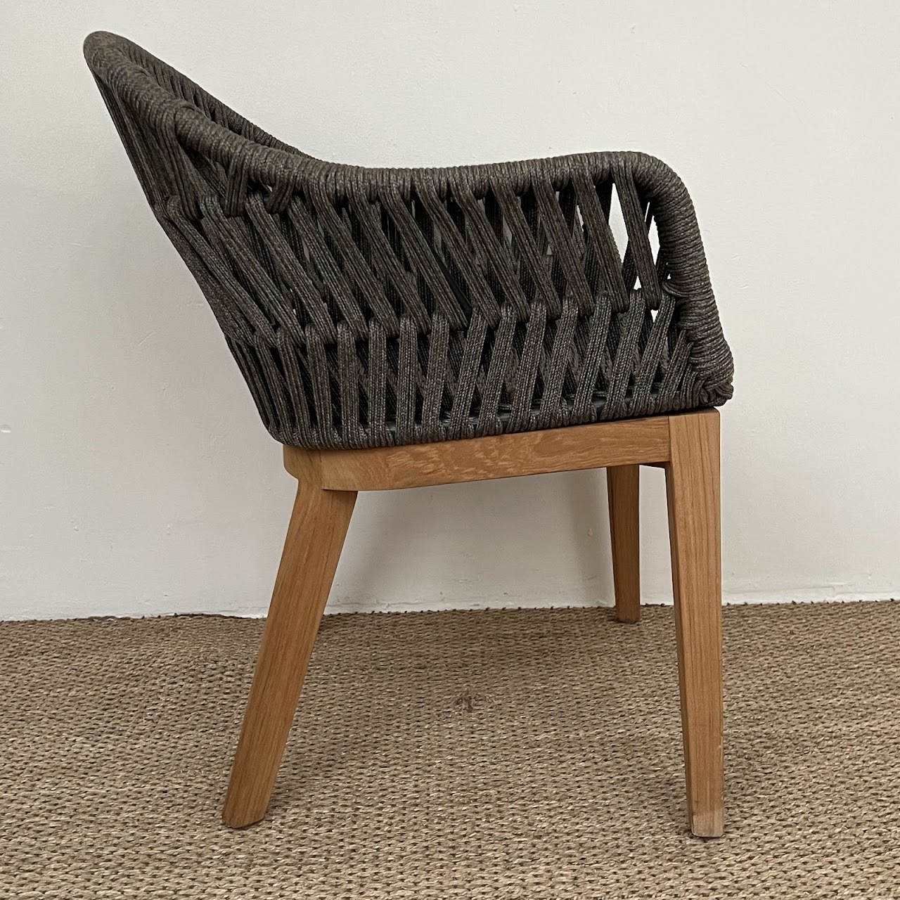 Palecek Napoli Teak and Rope Shelter-Back Armchair