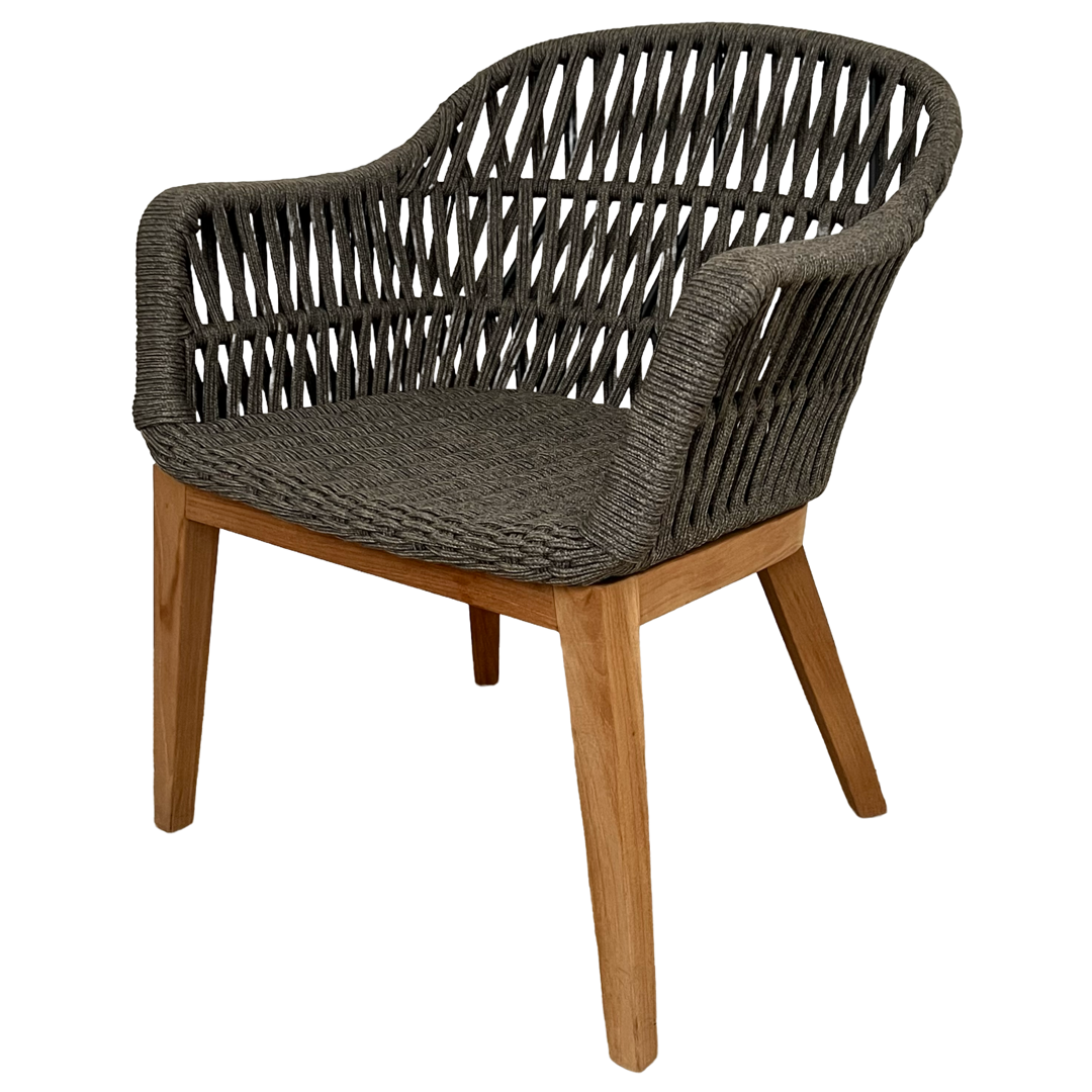 Palecek Napoli Teak and Rope Shelter-Back Armchair