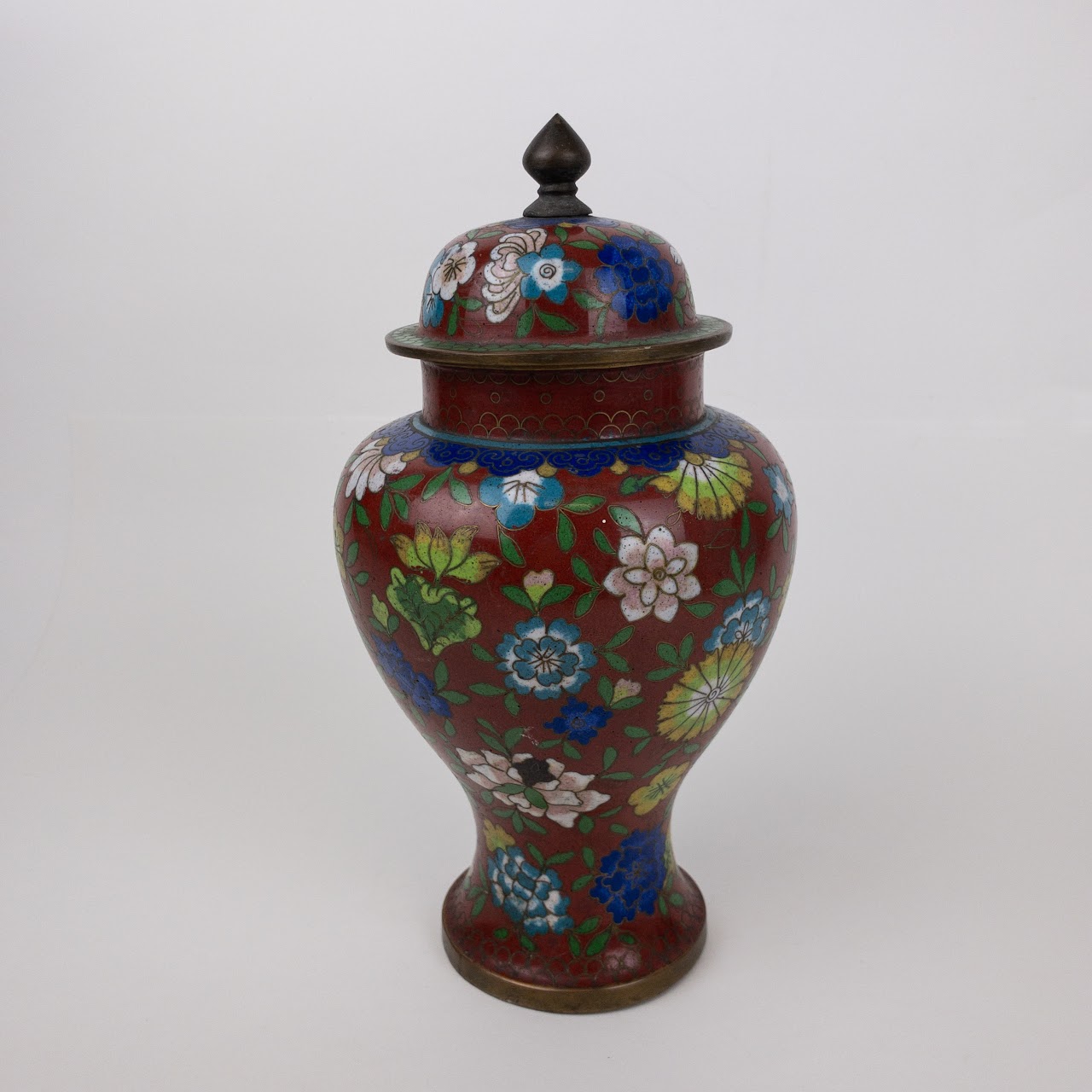 Cloisonné Floral Lidded Urn