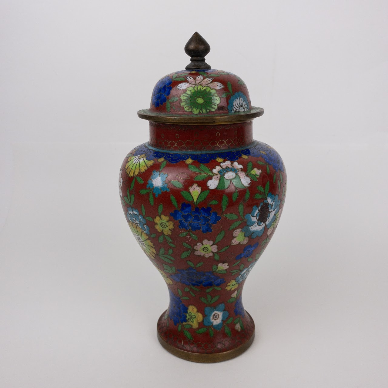 Cloisonné Floral Lidded Urn