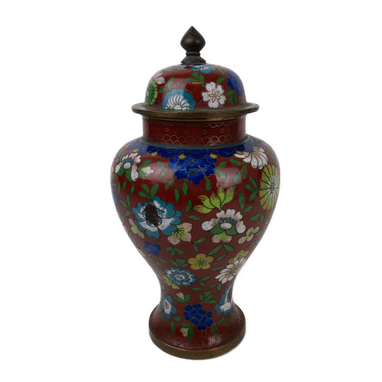 Cloisonné Floral Lidded Urn