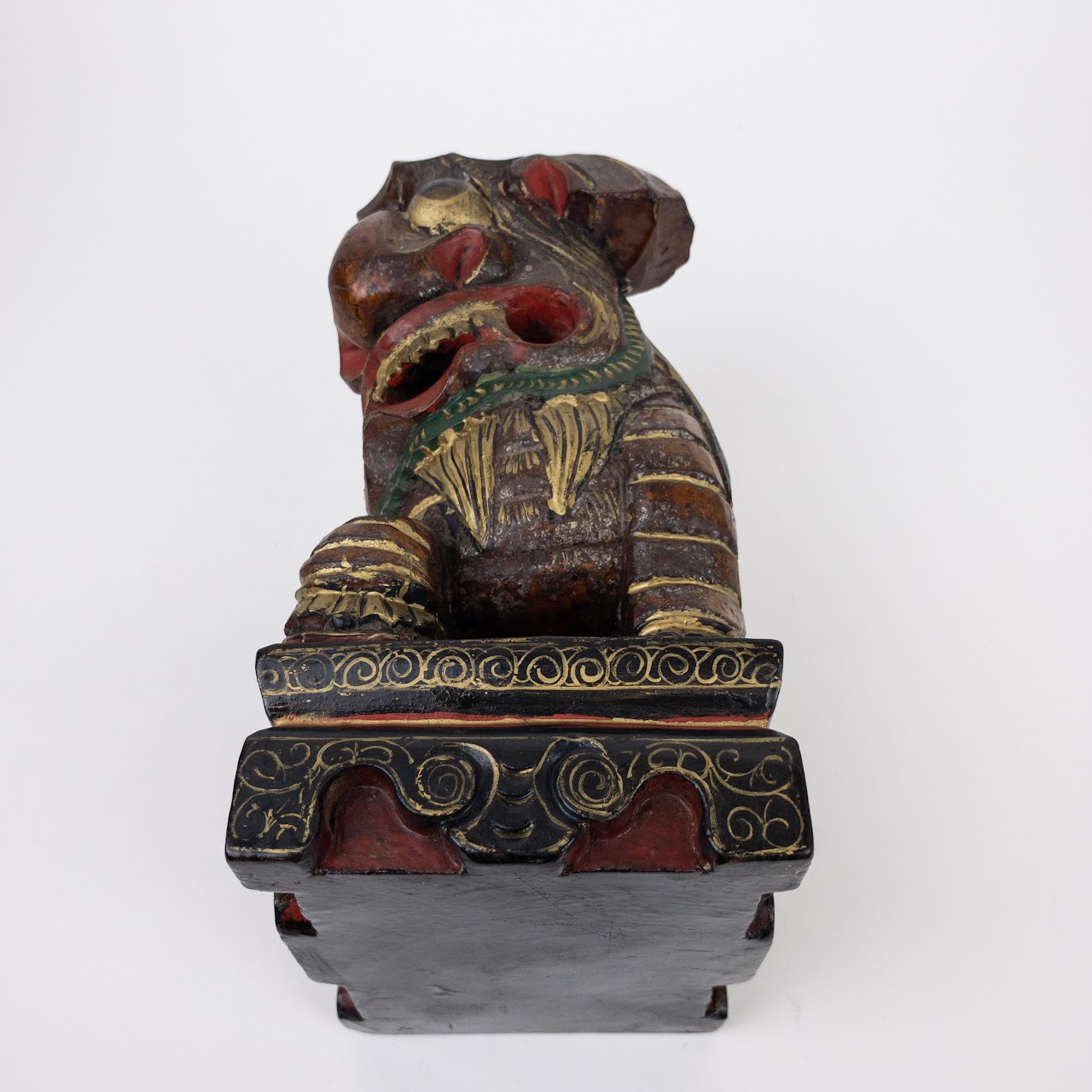 Chinese Carved Wood Guardian Lion Sculpture