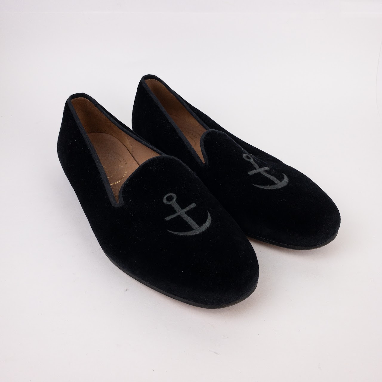 Stubbs & Wootton Velvet Anchor Loafers