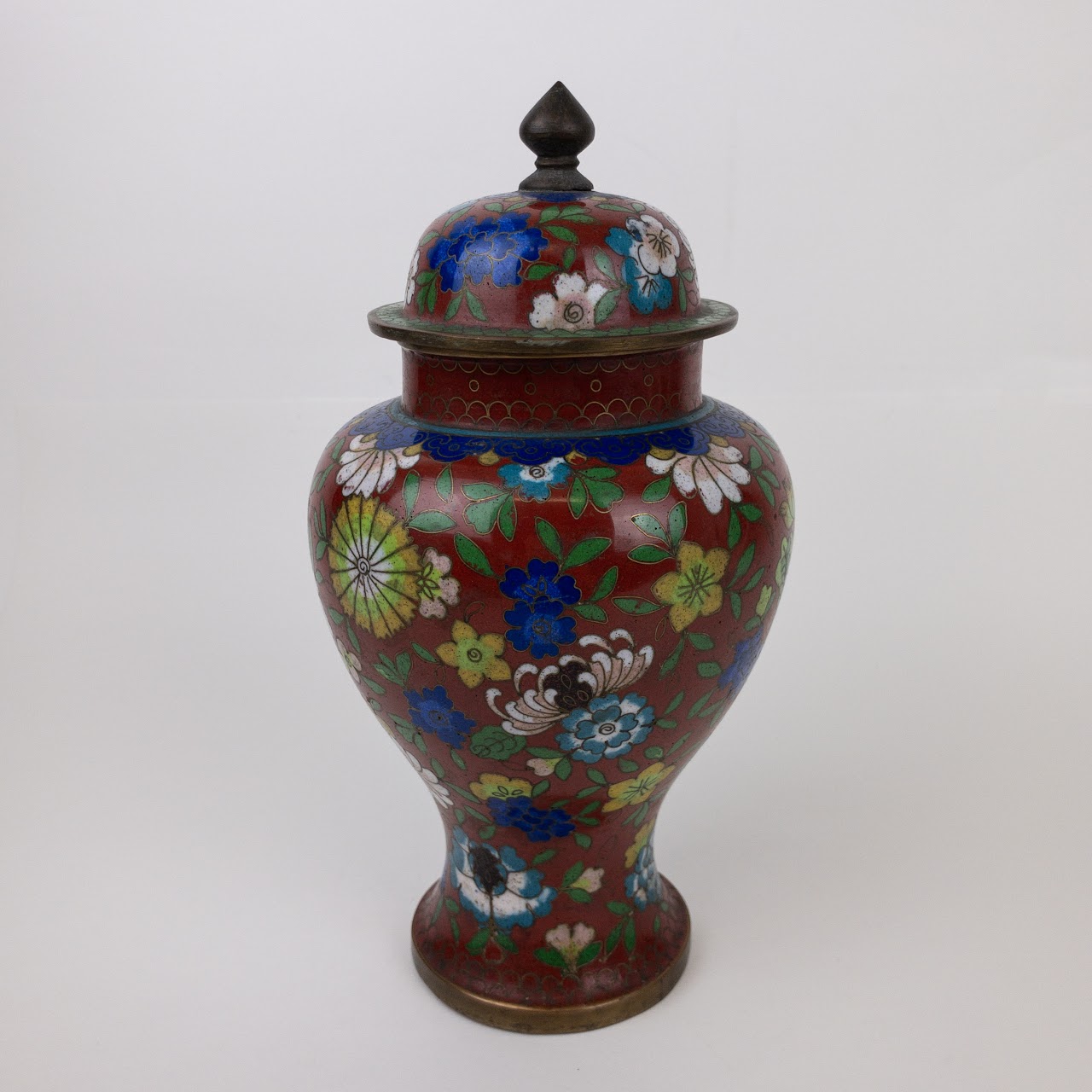 Cloisonné Floral Lidded Urn