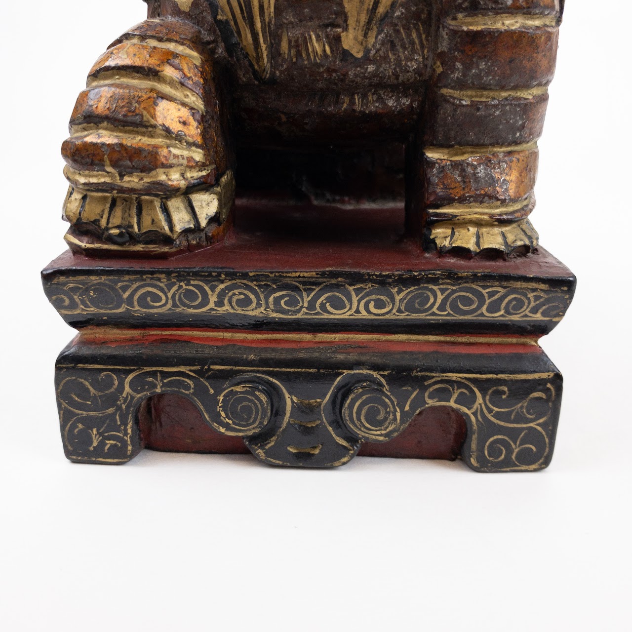 Chinese Carved Wood Guardian Lion Sculpture