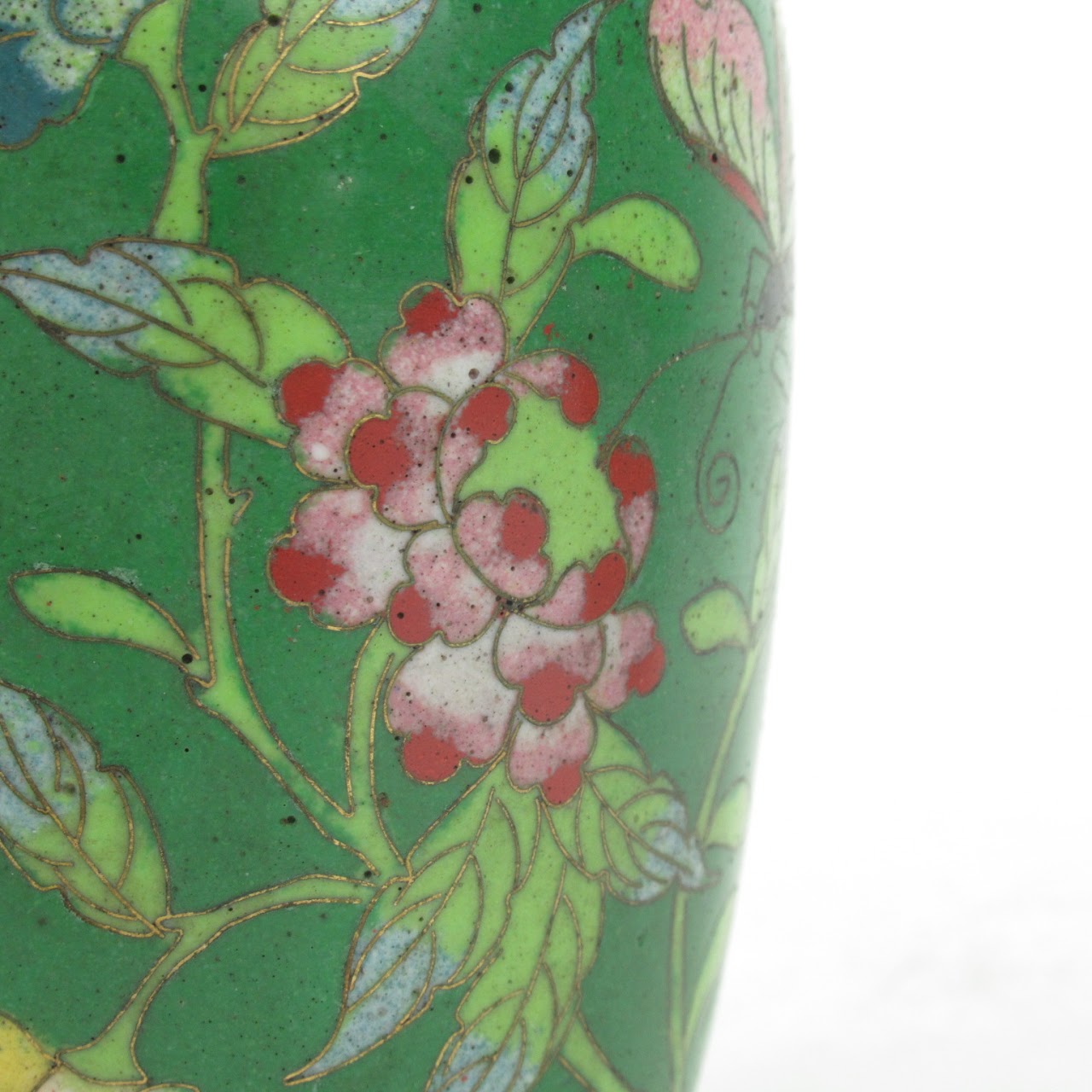 Cloisonné Pair Of Green Vases