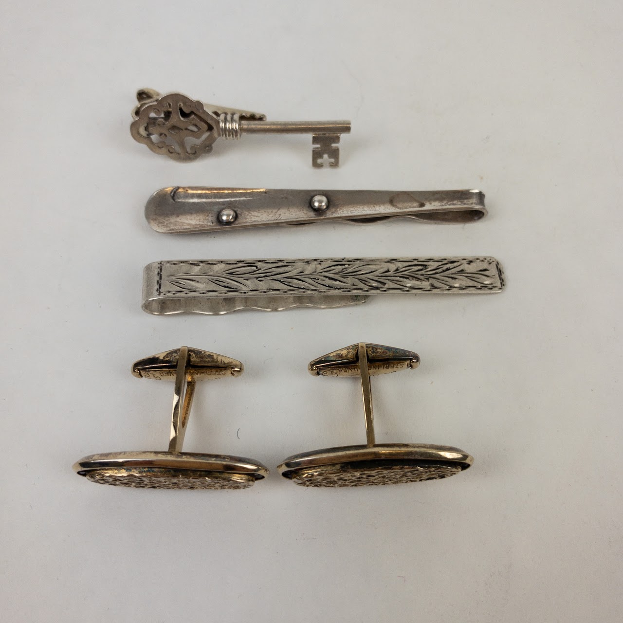 Sterling & 800 Silver Vintage Cufflink & Tie Clip Lot